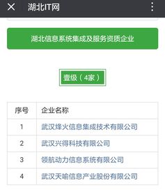 熱烈祝賀湖北省47家企業(yè)成功獲得信息系統(tǒng)集成服務(wù)壹級、貳級資質(zhì)認定